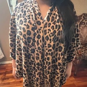 Leopard print Open Poncho